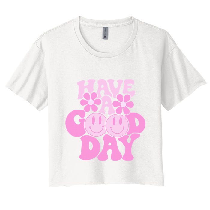Have A Good Day Retro Smile Face Preppy Aesthetic Crop Top
