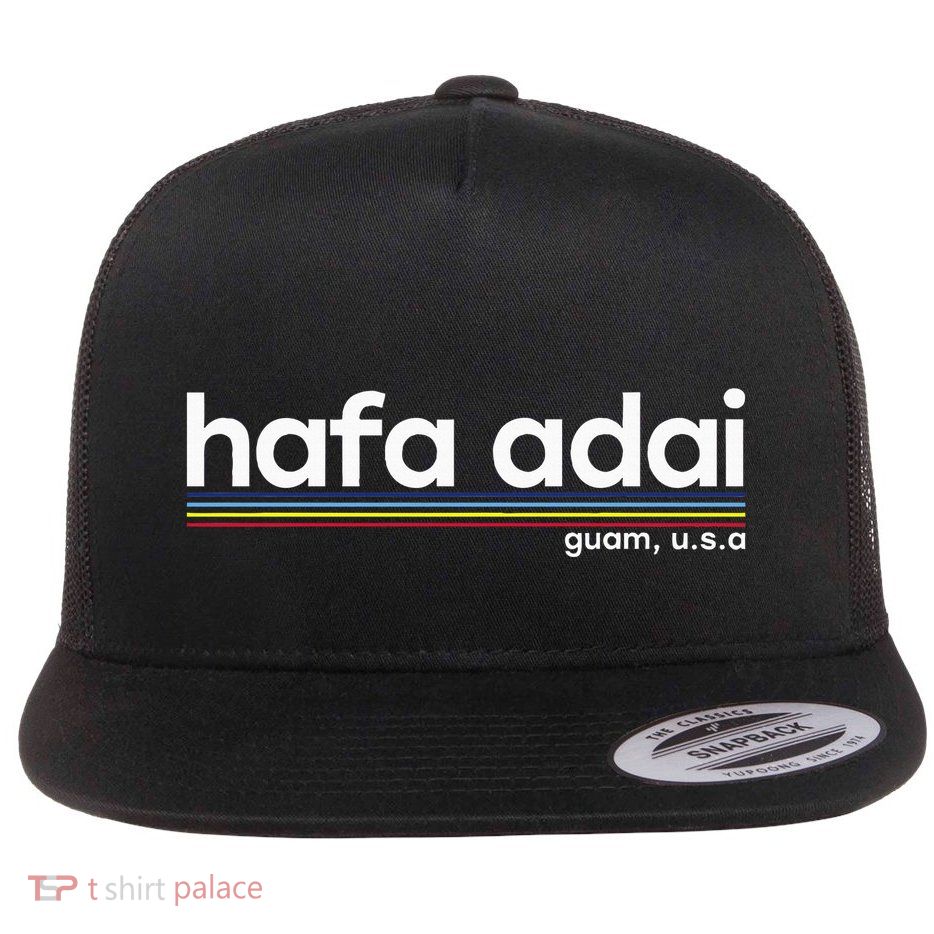 Hafa Adai Guam Usa Graphic Design Christmas Gift Drk Flat Bill Trucker Hat