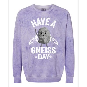 Have A Gneiss Day Geology Pun Rock Collector Geologist Cute Gift Colorblast Crewneck Sweatshirt