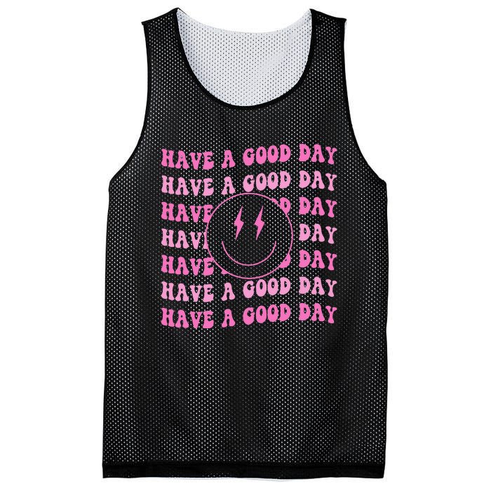 Have A Good Day Pink Smile Face Preppy Aesthetic Trendy Mesh Reversible Basketball Jersey Tank