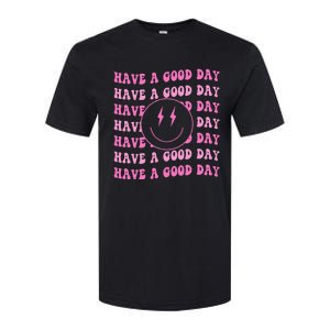 Have A Good Day Pink Smile Face Preppy Aesthetic Trendy Softstyle CVC T-Shirt