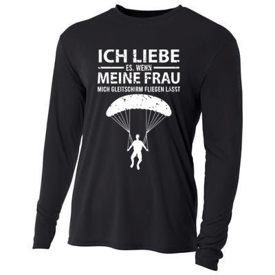 Husband Athletes Gift Paragliding Flies Funny Gift Cooling Performance Long Sleeve Crew