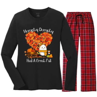 Had A Great Fall Autumn Leaves Thanksgiving Women's Long Sleeve Flannel Pajama Set 