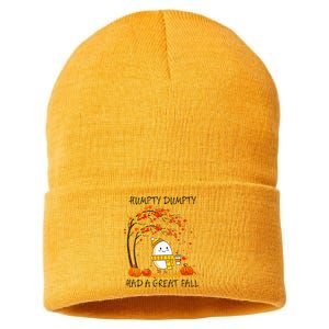 Had A Great Fall Funny Egg Thanksgiving Autumn Sustainable Knit Beanie