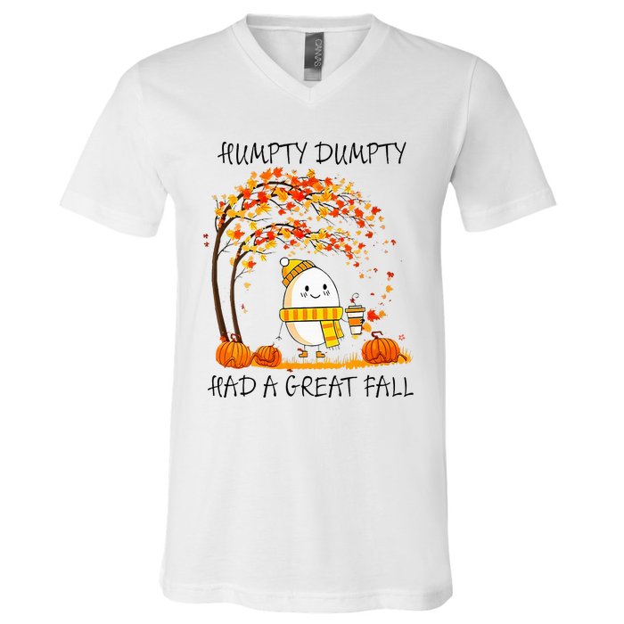 Had A Great Fall Funny Egg Thanksgiving Autumn V-Neck T-Shirt