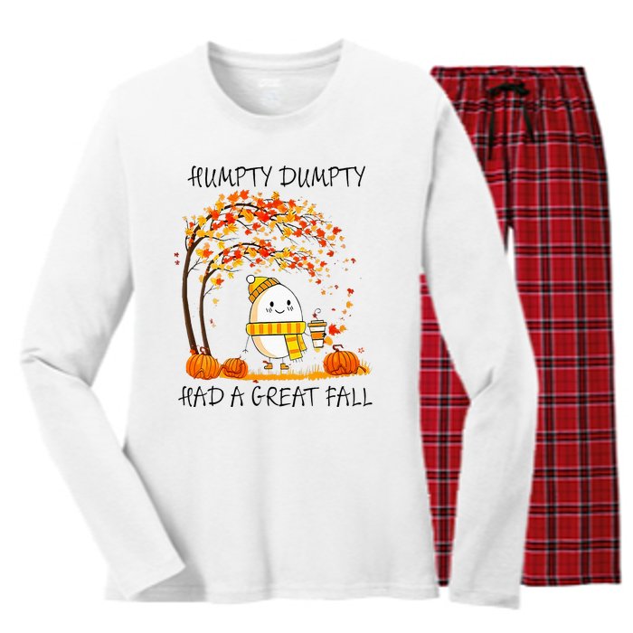 Had A Great Fall Funny Egg Thanksgiving Autumn Women's Long Sleeve Flannel Pajama Set 