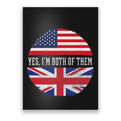 Half American Half British Usa Flag United Kingdom Heritage Poster