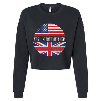 Half American Half British Usa Flag United Kingdom Heritage Cropped Pullover Crew