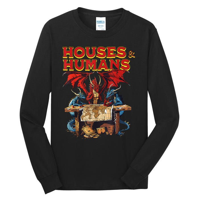 Houses And Humans Vintage Retro 90s Funny Gamer Gaming Tall Long Sleeve T-Shirt