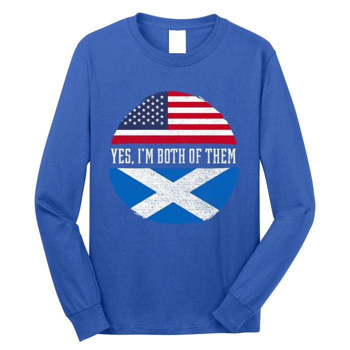 Half American Half Scottish Usa Flag Scotland Heritage Dna Gift Long Sleeve Shirt