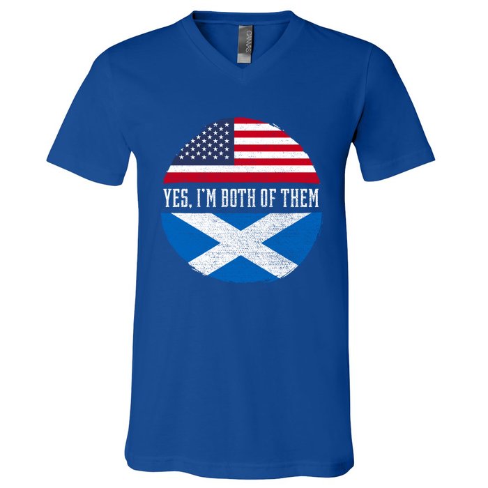 Half American Half Scottish Usa Flag Scotland Heritage Dna Gift V-Neck T-Shirt