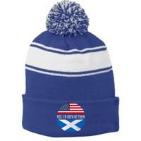 Half American Half Scottish Usa Flag Scotland Heritage Dna Gift Stripe Pom Pom Beanie