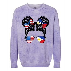 Half American Half Filipino USA Philippine Flag Patriot Colorblast Crewneck Sweatshirt