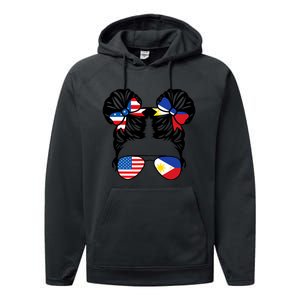 Half American Half Filipino USA Philippine Flag Patriot Performance Fleece Hoodie