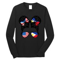 Half American Half Filipino USA Philippine Flag Patriot Long Sleeve Shirt