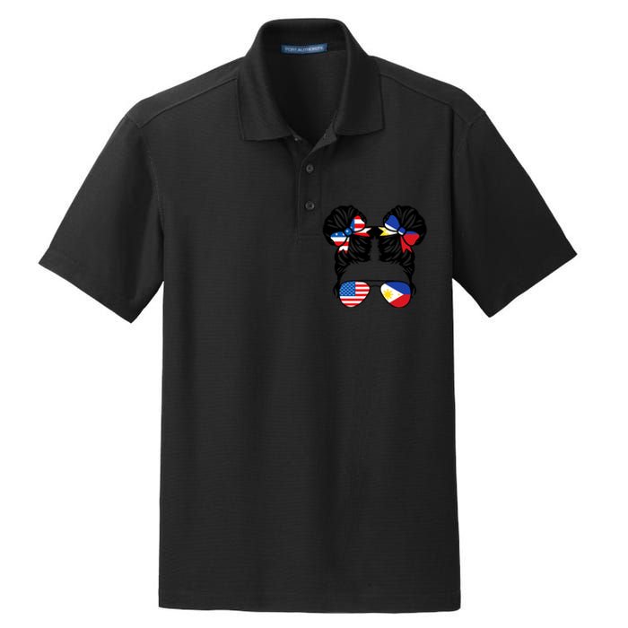 Half American Half Filipino USA Philippine Flag Patriot Dry Zone Grid Polo