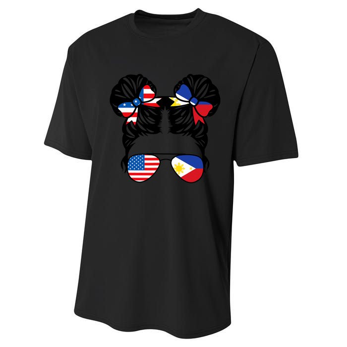 Half American Half Filipino USA Philippine Flag Patriot Performance Sprint T-Shirt