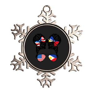 Half American Half Filipino USA Philippine Flag Patriot Metallic Star Ornament