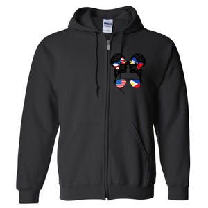 Half American Half Filipino USA Philippine Flag Patriot Full Zip Hoodie