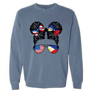 Half American Half Filipino USA Philippine Flag Patriot Garment-Dyed Sweatshirt