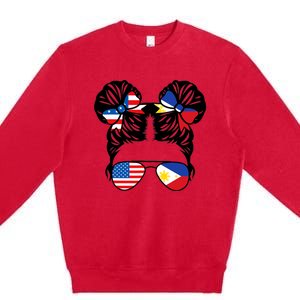 Half American Half Filipino USA Philippine Flag Patriot Premium Crewneck Sweatshirt