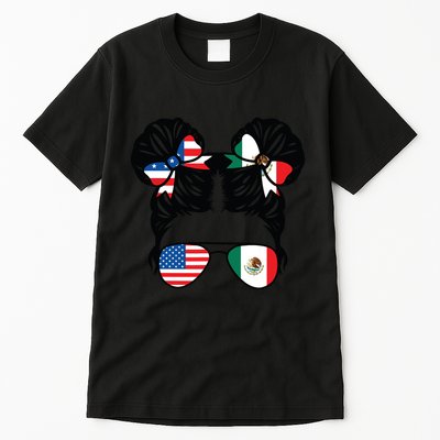 Half American Half Mexican Girl Usa Mexico Flag Patriot Tall T-Shirt