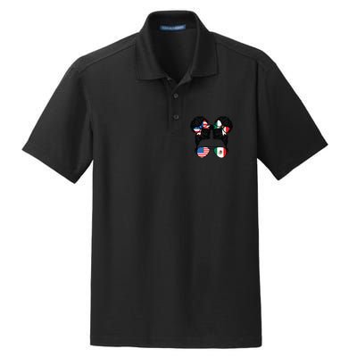 Half American Half Mexican Girl Usa Mexico Flag Patriot Dry Zone Grid Polo