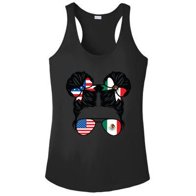 Half American Half Mexican Girl Usa Mexico Flag Patriot Ladies PosiCharge Competitor Racerback Tank