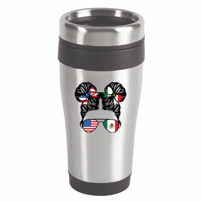 Half American Half Mexican Girl Usa Mexico Flag Patriot 16oz Travel Tumbler
