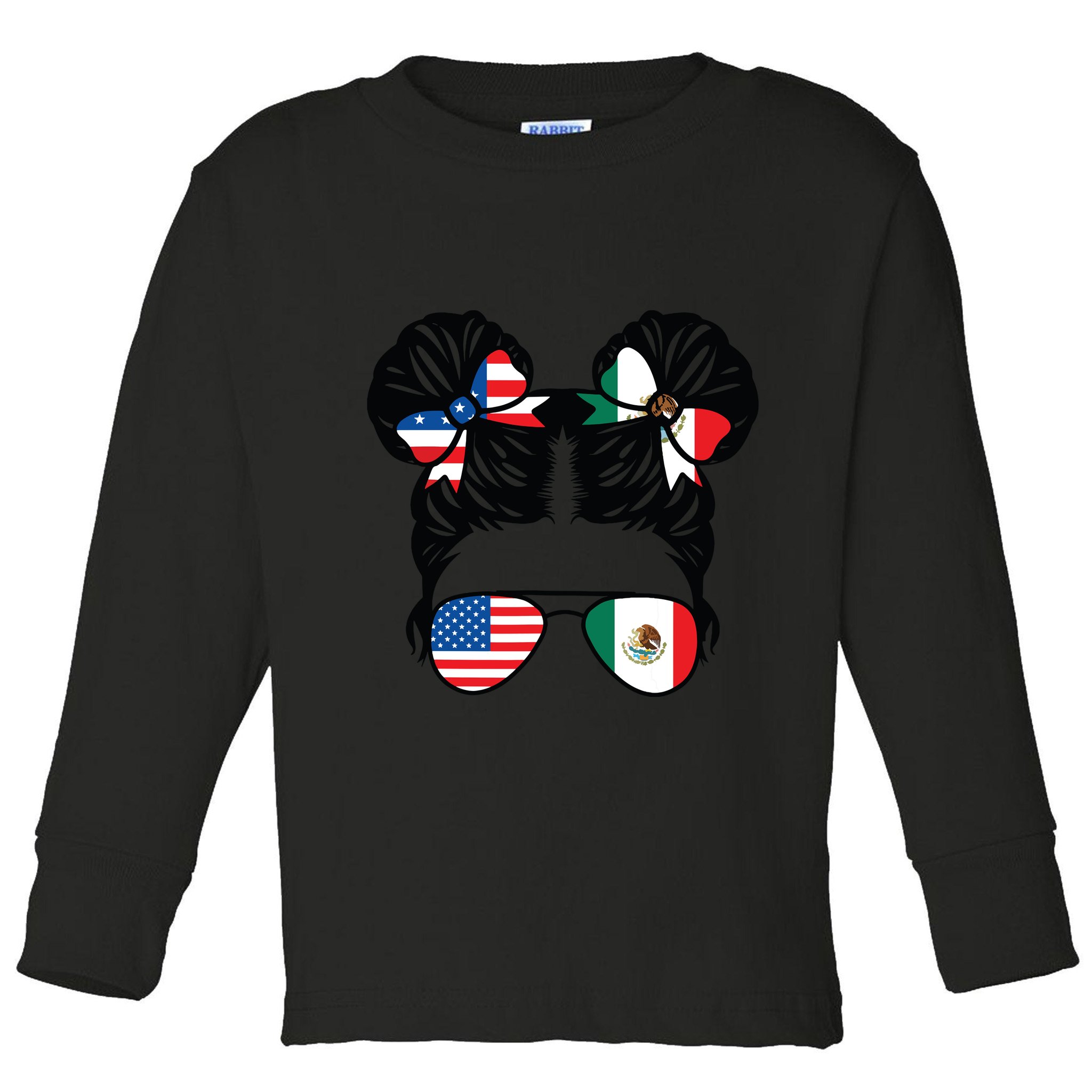 Half American Half Mexican Girl Usa Mexico Flag Patriot Toddler Long Sleeve Shirt