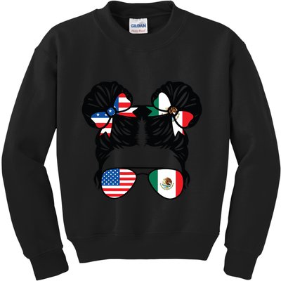 Half American Half Mexican Girl Usa Mexico Flag Patriot Kids Sweatshirt