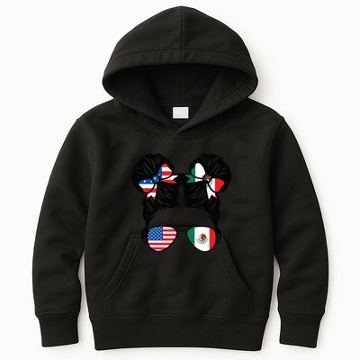 Half American Half Mexican Girl Usa Mexico Flag Patriot Kids Hoodie