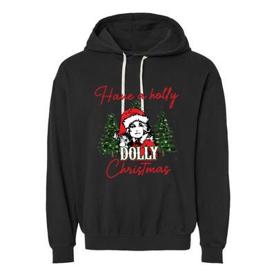 Have A Holly Dolly Christmas Retro Western Xmas Garment-Dyed Fleece Hoodie