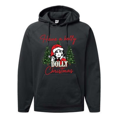 Have A Holly Dolly Christmas Retro Western Xmas Performance Fleece Hoodie