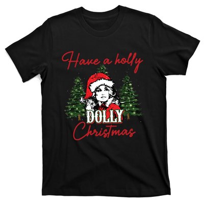 Have A Holly Dolly Christmas Retro Western Xmas T-Shirt