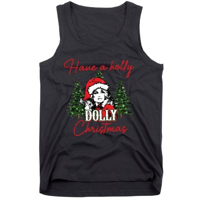 Have A Holly Dolly Christmas Retro Western Xmas Tank Top