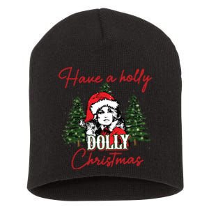 Have A Holly Dolly Christmas Retro Western Xmas Short Acrylic Beanie