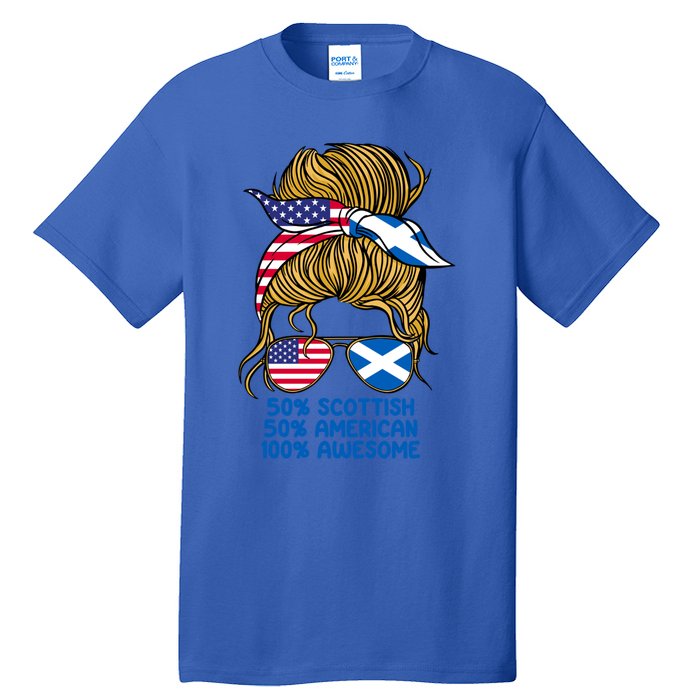 Half American Half Scottish Heritage Scotland Gift Tall T-Shirt