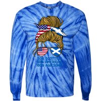 Half American Half Scottish Heritage Scotland Gift Tie-Dye Long Sleeve Shirt