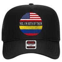 Half American Half Colombian Usa Flag Colombia Heritage Dna High Crown Mesh Back Trucker Hat