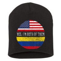 Half American Half Colombian Usa Flag Colombia Heritage Dna Short Acrylic Beanie