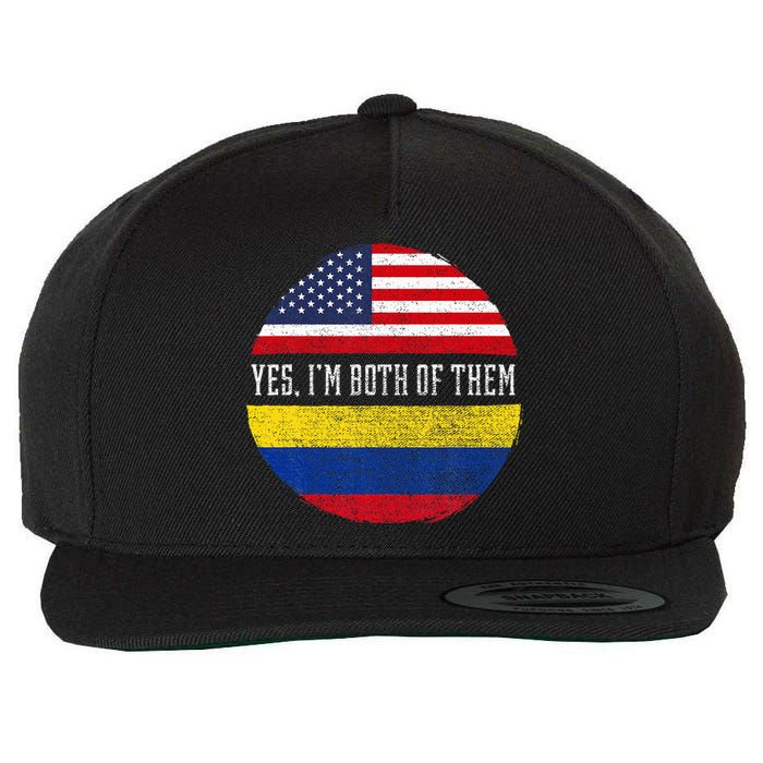 Half American Half Colombian Usa Flag Colombia Heritage Dna Wool Snapback Cap