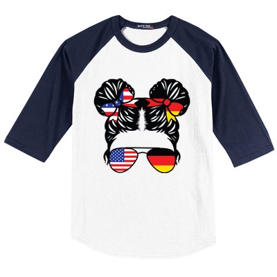 Half American Half German Girl USA Germany Flag Patriot Baseball Sleeve Shirt