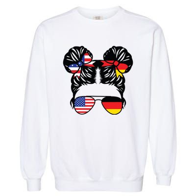 Half American Half German Girl USA Germany Flag Patriot Garment-Dyed Sweatshirt