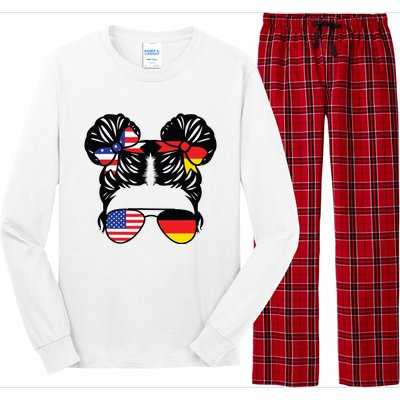 Half American Half German Girl USA Germany Flag Patriot Long Sleeve Pajama Set