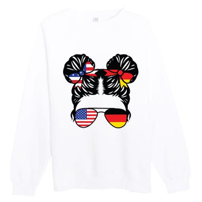 Half American Half German Girl USA Germany Flag Patriot Premium Crewneck Sweatshirt