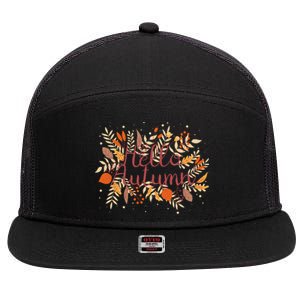 Hello Autumn 7 Panel Mesh Trucker Snapback Hat