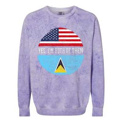 Half American Half Saint Lucian Usa Flag Saint Lucia Dna Colorblast Crewneck Sweatshirt