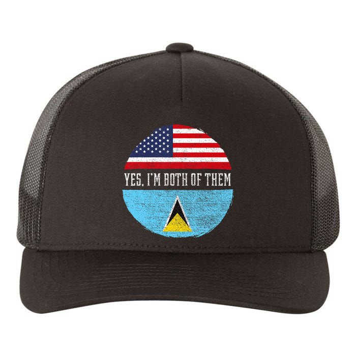 Half American Half Saint Lucian Usa Flag Saint Lucia Dna Yupoong Adult 5-Panel Trucker Hat