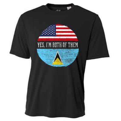 Half American Half Saint Lucian Usa Flag Saint Lucia Dna Cooling Performance Crew T-Shirt